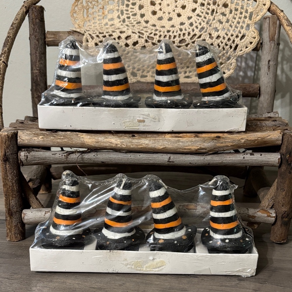 VINTAGE GiftCraft WITCH HAT TEALIGHT CANDLES IN ORIGINAL PACKAGING